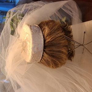 Vintage Cristos Pillbox Bridal Hat and Veil